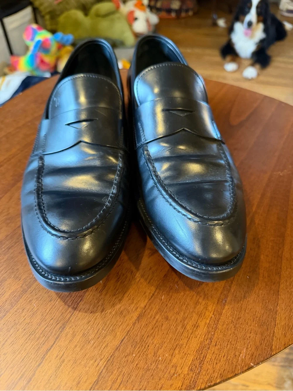 Tod's Black Leather Penny Loafers - Men's Slip-On Dress Shoes